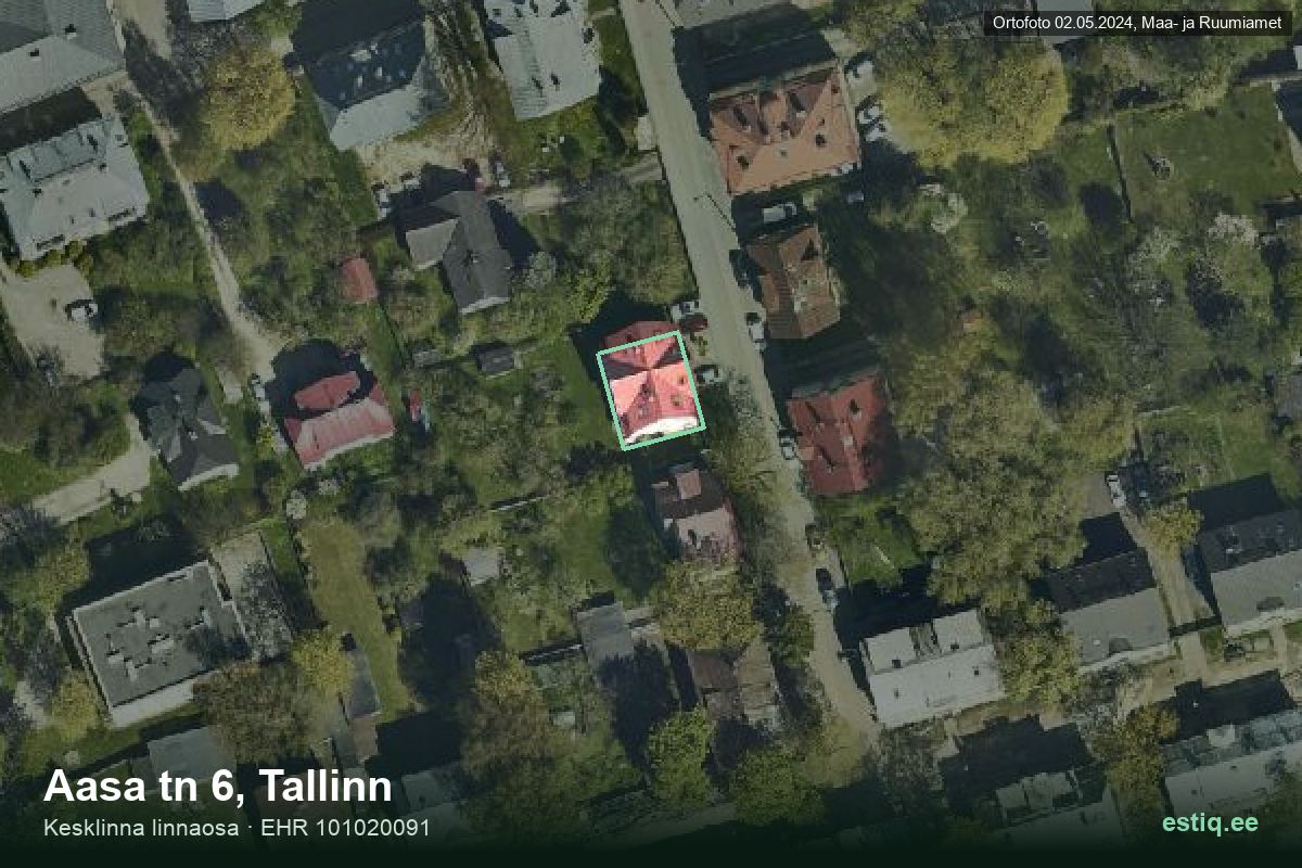 Aasa tänav 6, Tallinn – hoone aerofoto, kontuur ehitisregistri (EHR) andmetest
