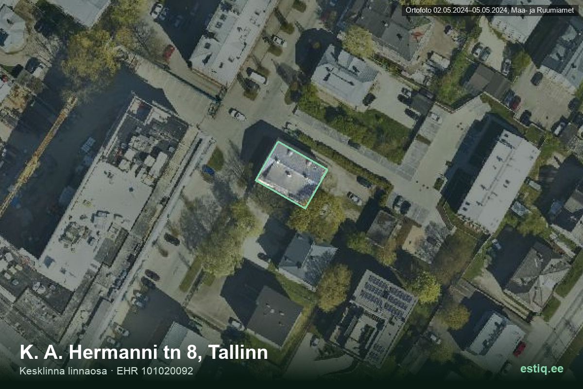 K. A. Hermanni tänav 8, Tallinn – aerial photo of the building, outline from the Building Register (EHR)