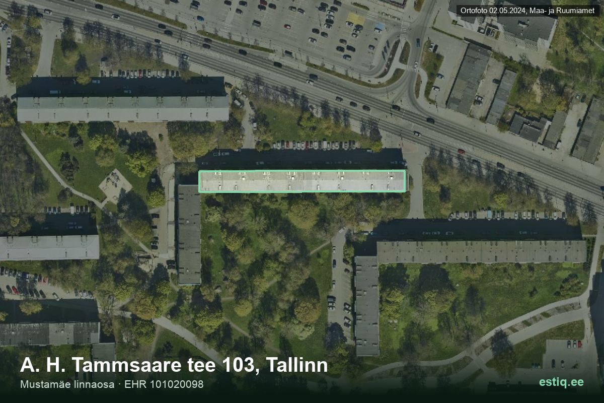 A. H. Tammsaare tee 103, Tallinn – hoone aerofoto, kontuur ehitisregistri (EHR) andmetest