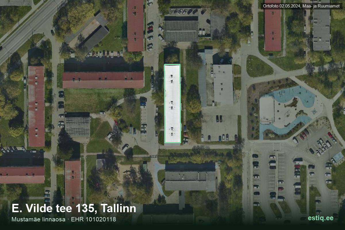 E. Vilde tee 135, Tallinn – ilmakuva rakennuksesta, ääriviiva rakennusrekisteristä (EHR)