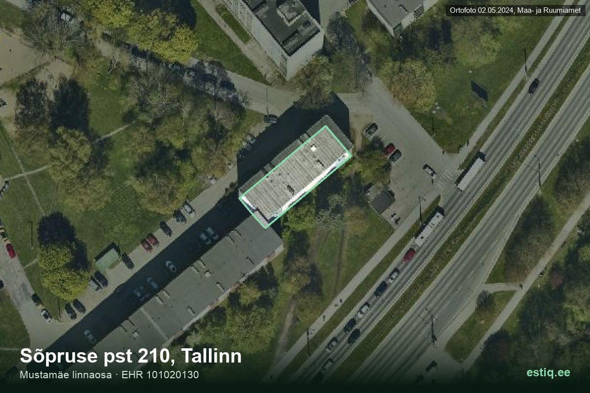 Sõpruse pst 210, Tallinn – aerial photo of the building, outline from the Building Register (EHR)