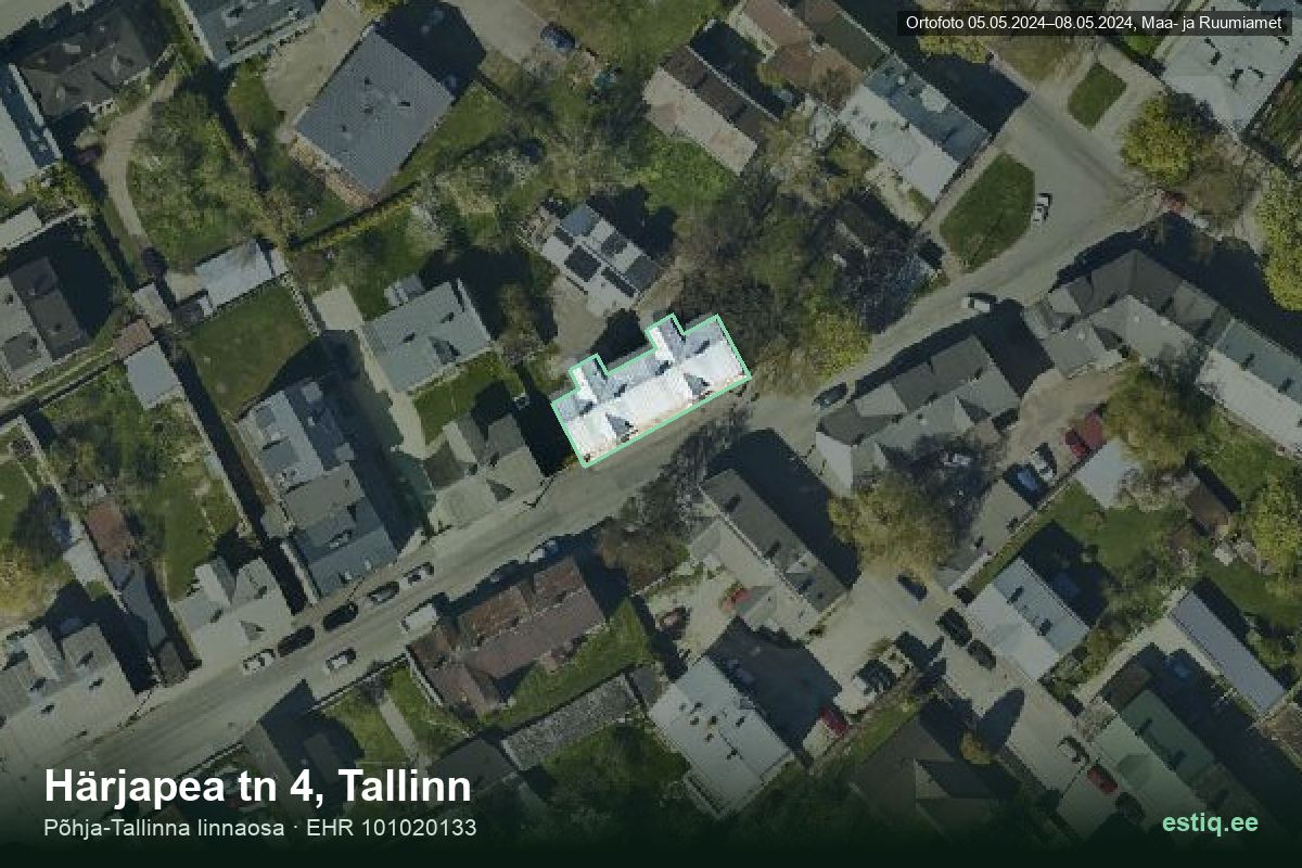 Härjapea tänav 4, Tallinn – aerial photo of the building, outline from the Building Register (EHR)
