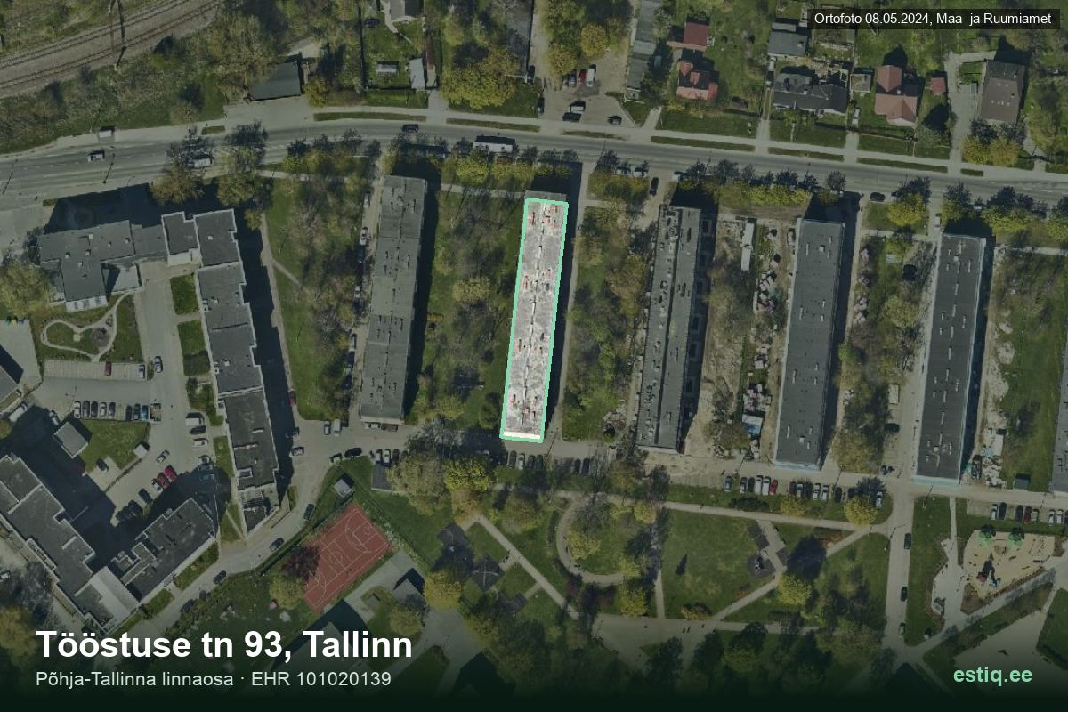 Tööstuse tänav 93, Tallinn – hoone aerofoto, kontuur ehitisregistri (EHR) andmetest