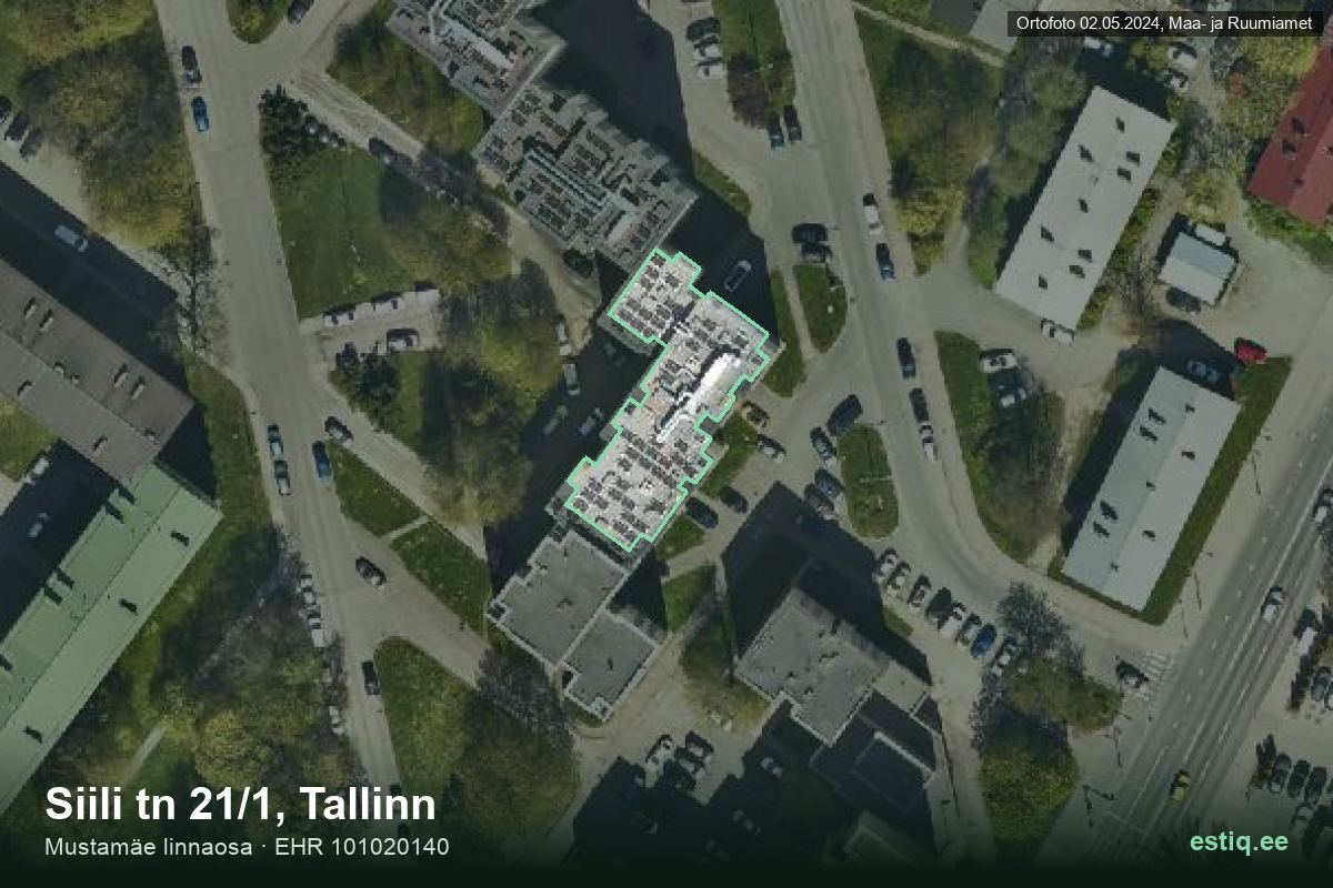 Siili tänav 21/1, Tallinn – hoone aerofoto, kontuur ehitisregistri (EHR) andmetest