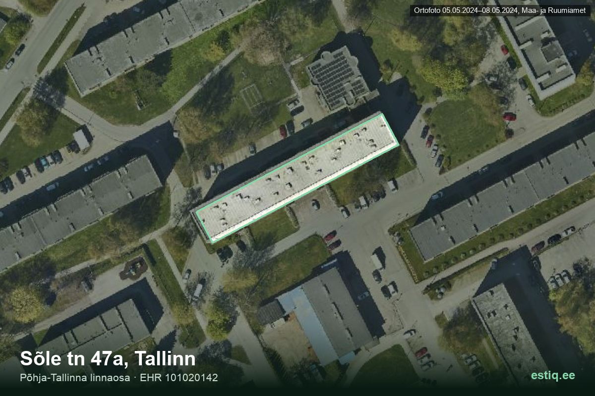 Sõle tänav 47a, Tallinn – hoone aerofoto, kontuur ehitisregistri (EHR) andmetest