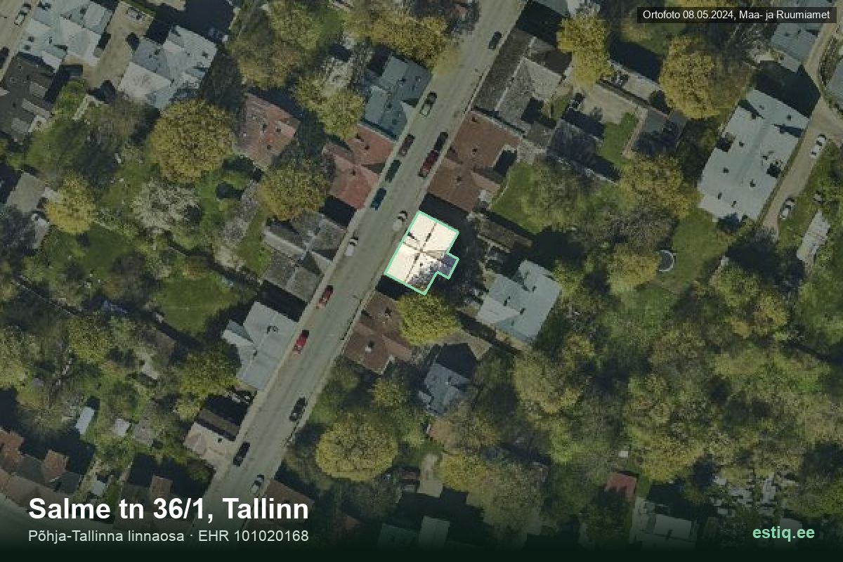 Salme tänav 36/1, Tallinn – hoone aerofoto, kontuur ehitisregistri (EHR) andmetest