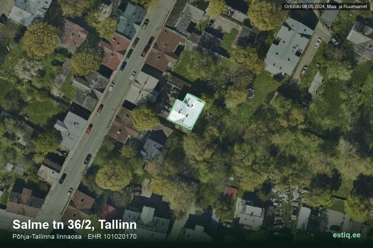 Salme tänav 36/2, Tallinn – hoone aerofoto, kontuur ehitisregistri (EHR) andmetest