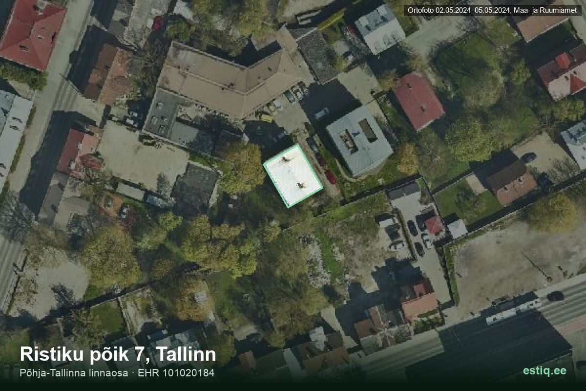 Ristiku põik 7, Tallinn – ilmakuva rakennuksesta, ääriviiva rakennusrekisteristä (EHR)
