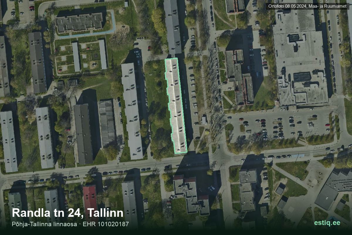 Randla tänav 24, Tallinn – hoone aerofoto, kontuur ehitisregistri (EHR) andmetest