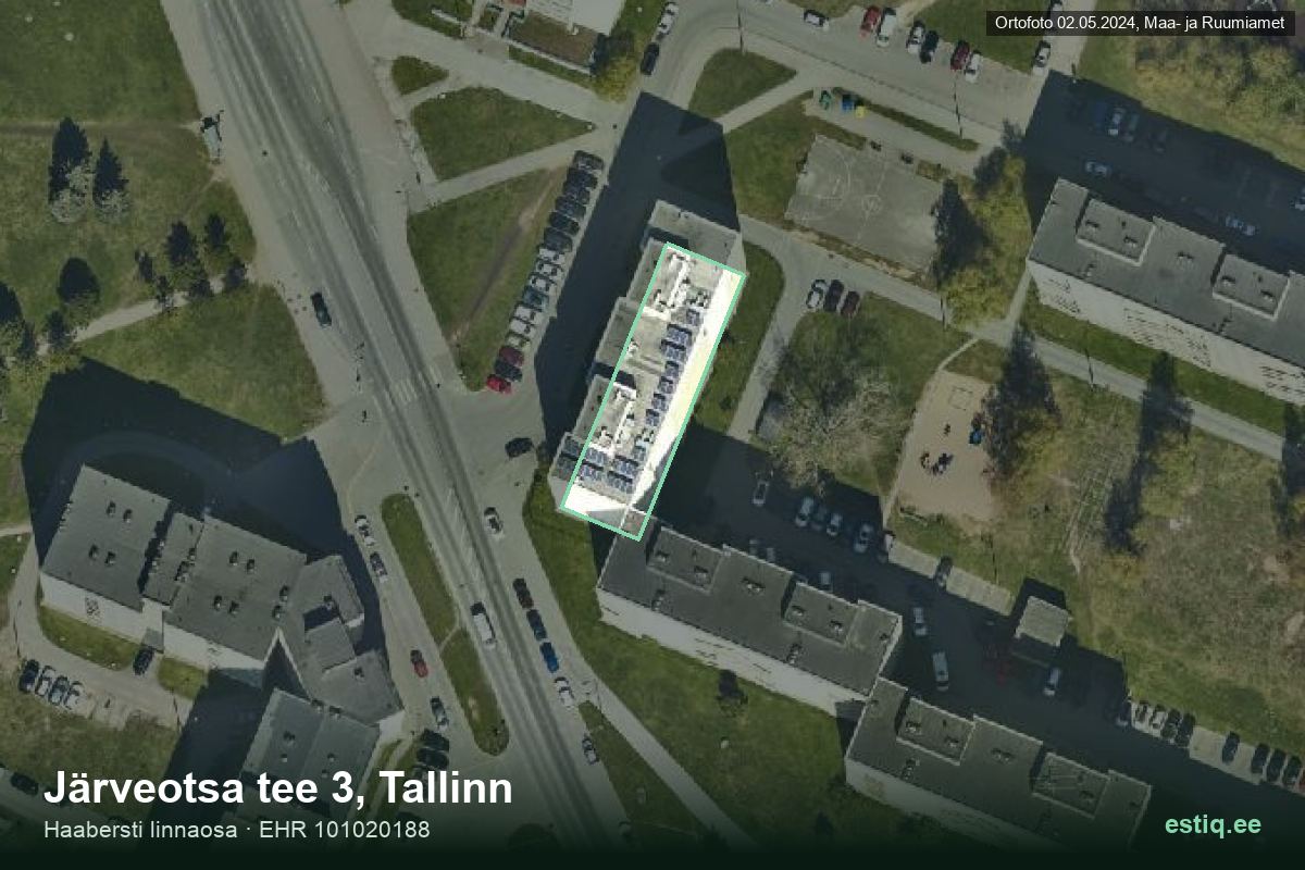 Järveotsa tee 3, Tallinn – hoone aerofoto, kontuur ehitisregistri (EHR) andmetest