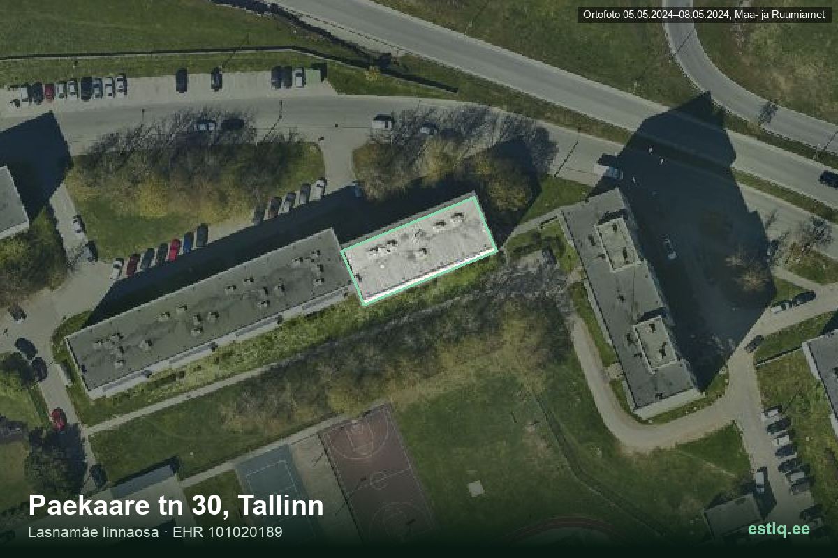 Paekaare tänav 30, Tallinn – hoone aerofoto, kontuur ehitisregistri (EHR) andmetest