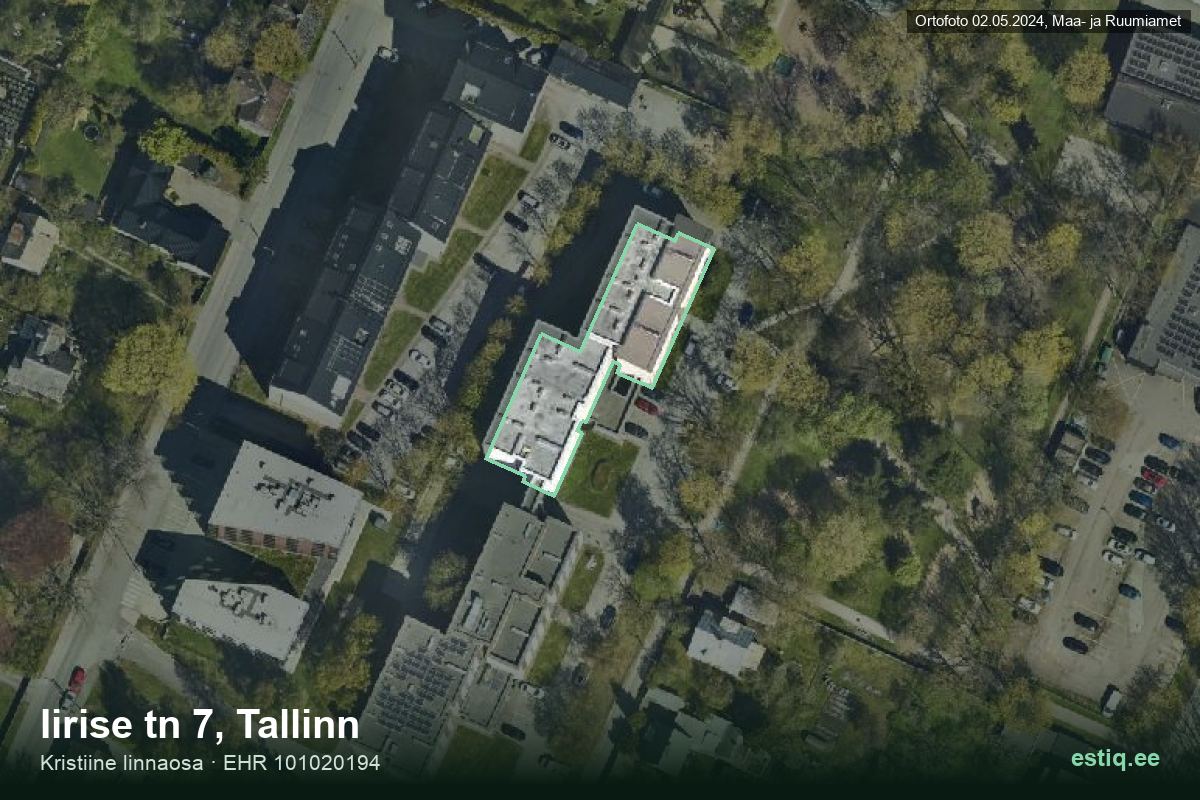 Iirise tänav 7, Tallinn – aerial photo of the building, outline from the Building Register (EHR)