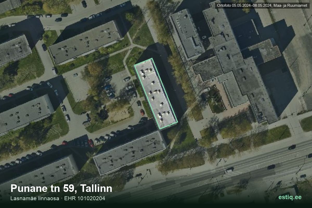 Punane tänav 59, Tallinn – hoone aerofoto, kontuur ehitisregistri (EHR) andmetest
