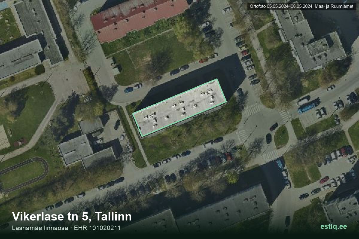Vikerlase tänav 5, Tallinn – hoone aerofoto, kontuur ehitisregistri (EHR) andmetest