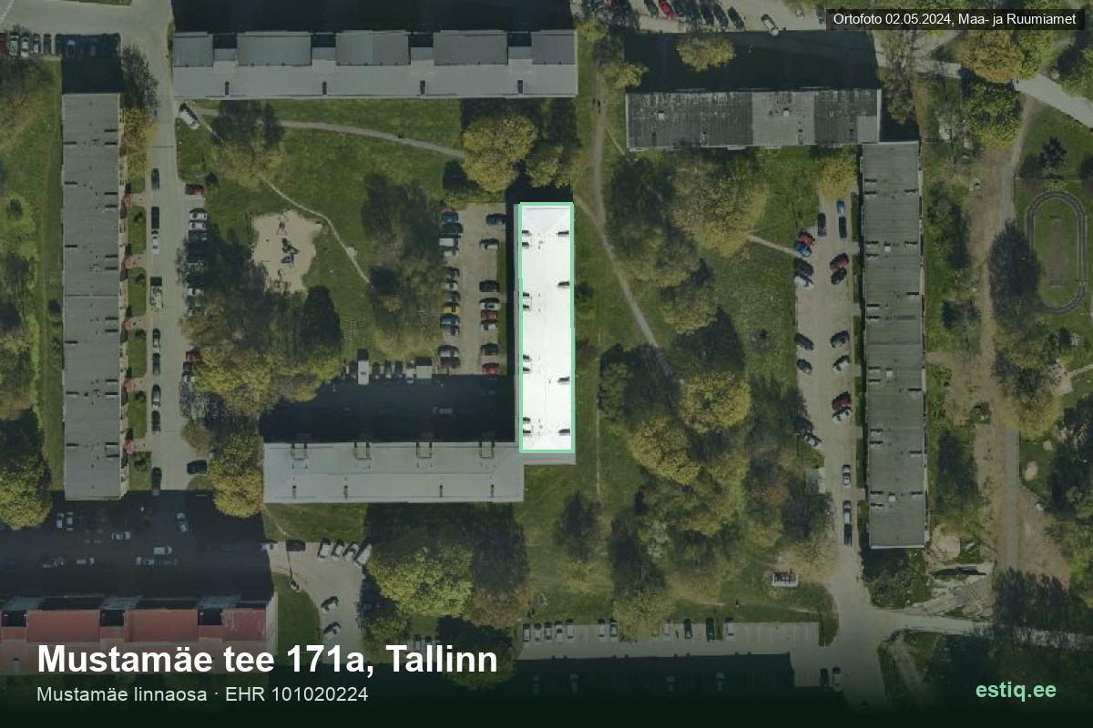 Mustamäe tee 171a, Tallinn – hoone aerofoto, kontuur ehitisregistri (EHR) andmetest