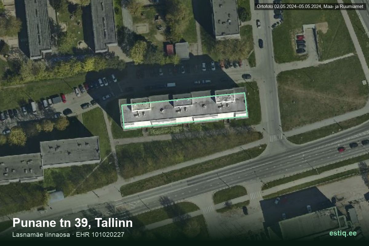 Punane tänav 39, Tallinn – hoone aerofoto, kontuur ehitisregistri (EHR) andmetest