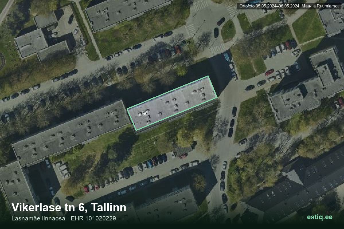 Vikerlase tänav 6, Tallinn – hoone aerofoto, kontuur ehitisregistri (EHR) andmetest