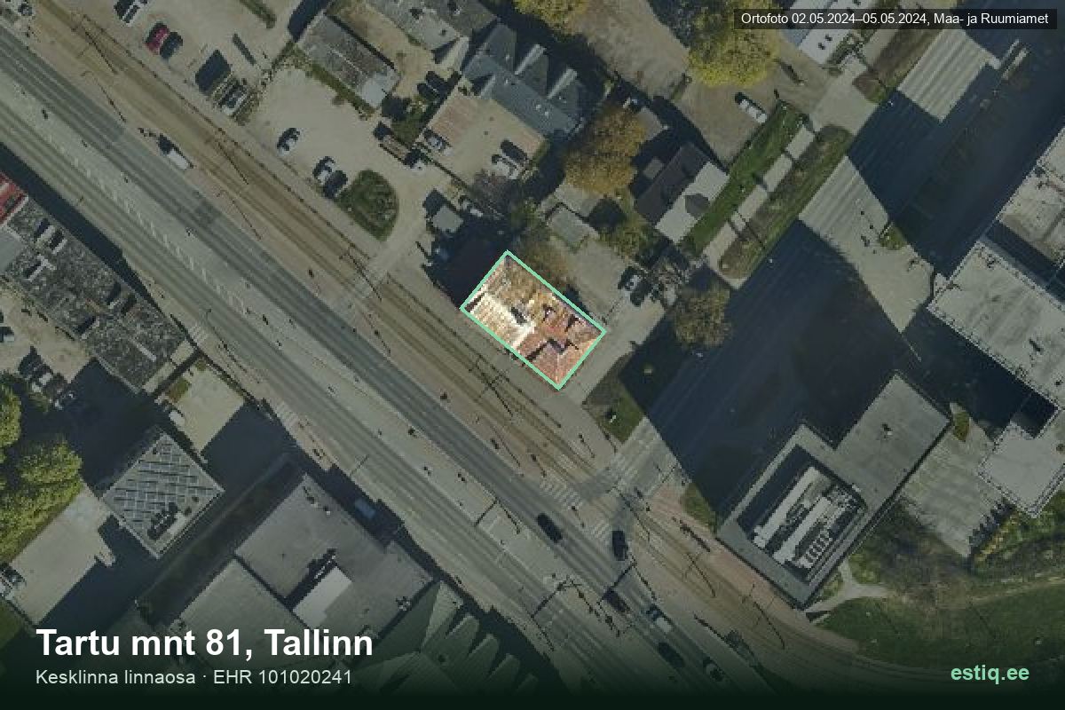 Tartu mnt 81, Tallinn – aerial photo of the building, outline from the Building Register (EHR)