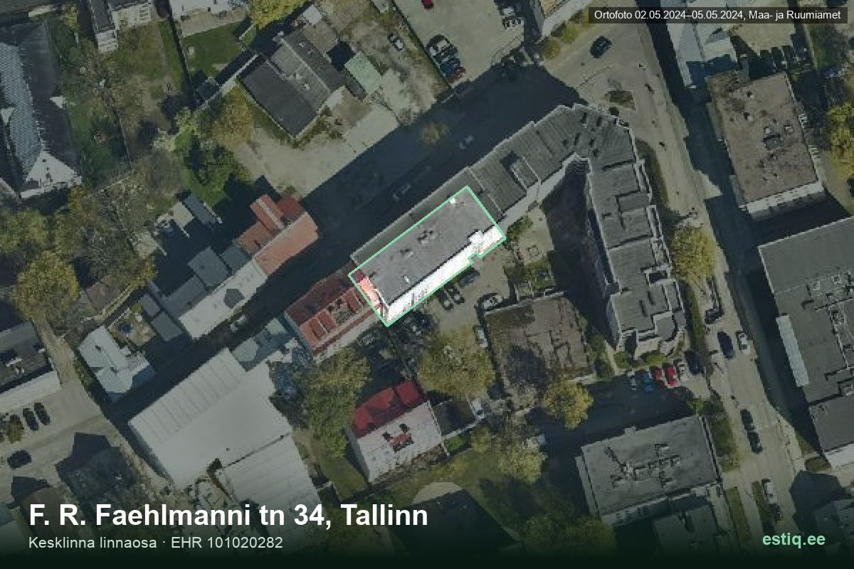 F. R. Faehlmanni tänav 34, Tallinn – ilmakuva rakennuksesta, ääriviiva rakennusrekisteristä (EHR)