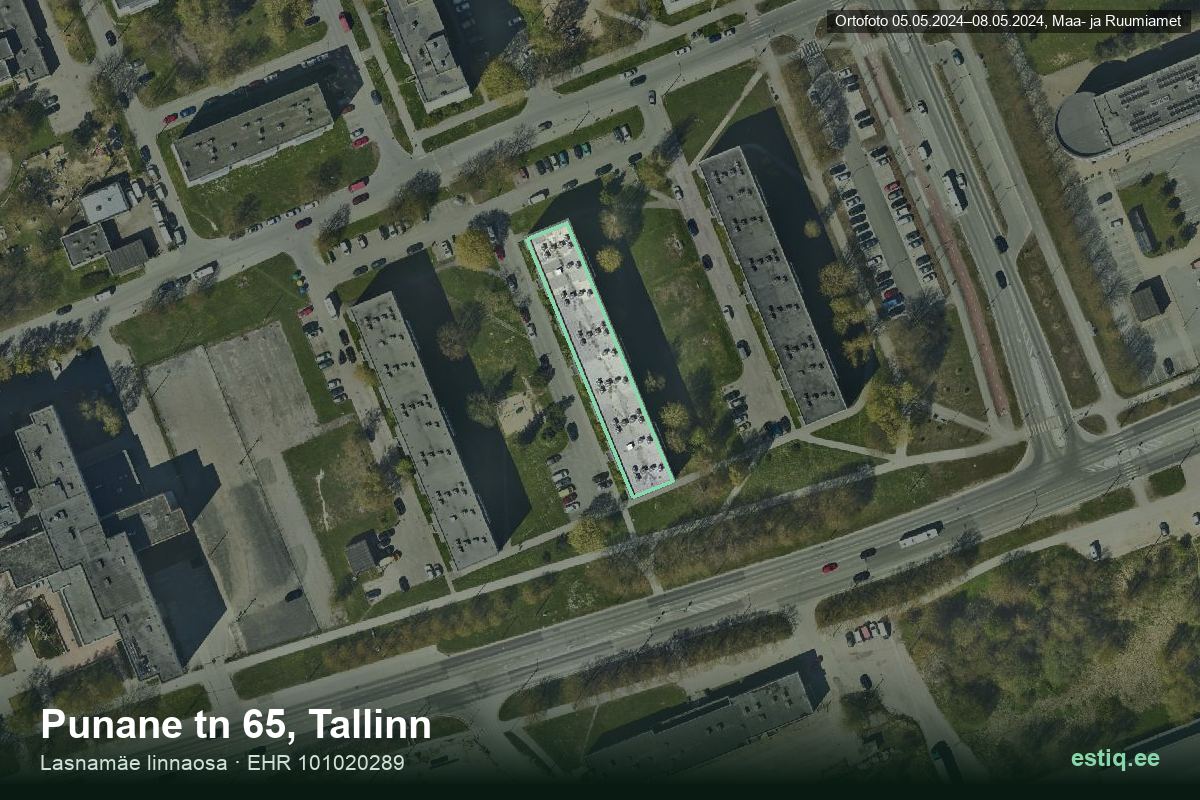 Punane tänav 65, Tallinn – hoone aerofoto, kontuur ehitisregistri (EHR) andmetest