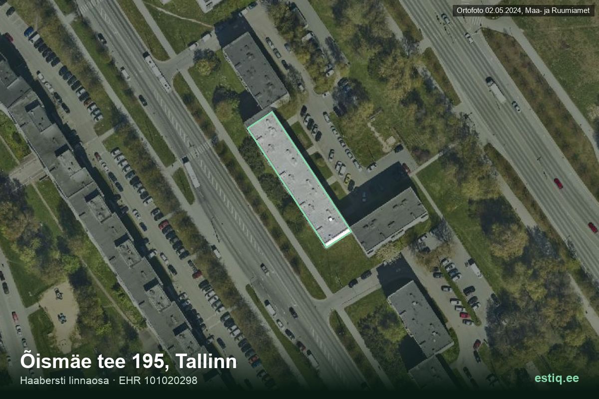 Õismäe tee 195, Tallinn – hoone aerofoto, kontuur ehitisregistri (EHR) andmetest