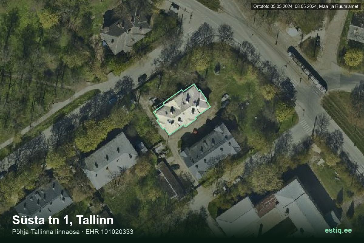 Süsta tänav 1, Tallinn – aerial photo of the building, outline from the Building Register (EHR)