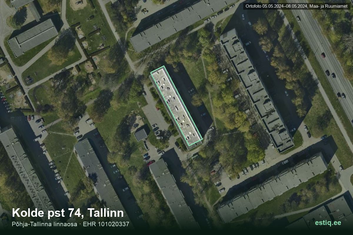 Kolde pst 74, Tallinn – aerial photo of the building, outline from the Building Register (EHR)