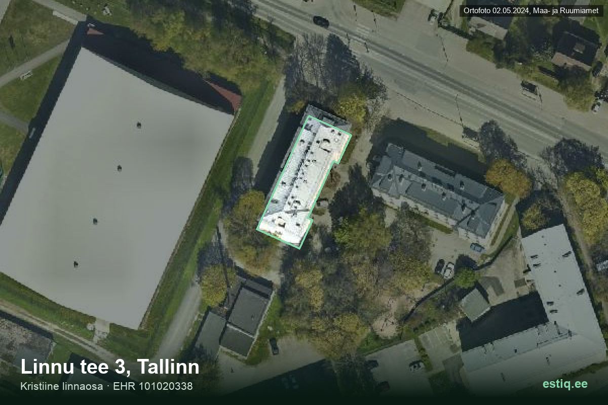 Linnu tee 3, Tallinn – hoone aerofoto, kontuur ehitisregistri (EHR) andmetest