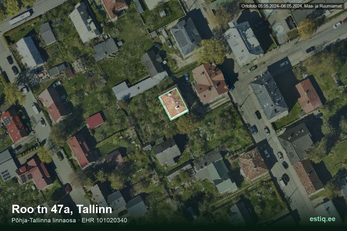 Roo tänav 47a, Tallinn – aerial photo of the building, outline from the Building Register (EHR)
