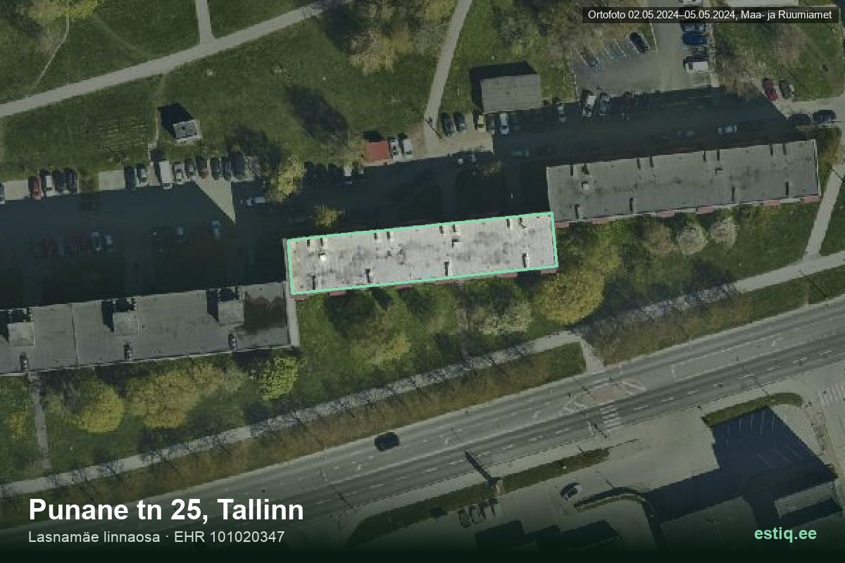 Punane tänav 25, Tallinn – hoone aerofoto, kontuur ehitisregistri (EHR) andmetest