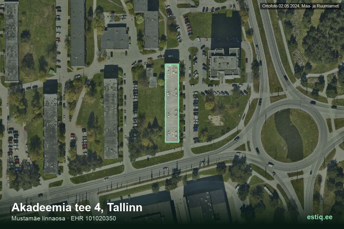 Akadeemia tee 4, Tallinn – hoone aerofoto, kontuur ehitisregistri (EHR) andmetest