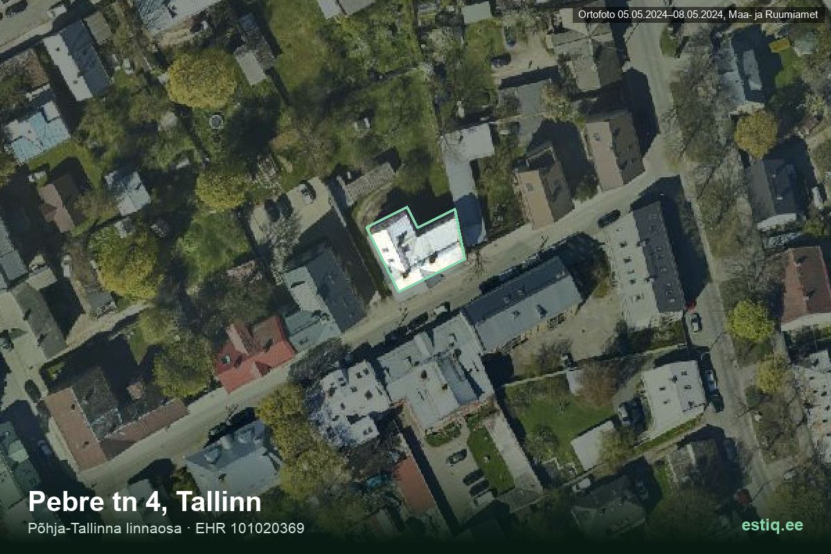 Pebre tänav 4, Tallinn – hoone aerofoto, kontuur ehitisregistri (EHR) andmetest