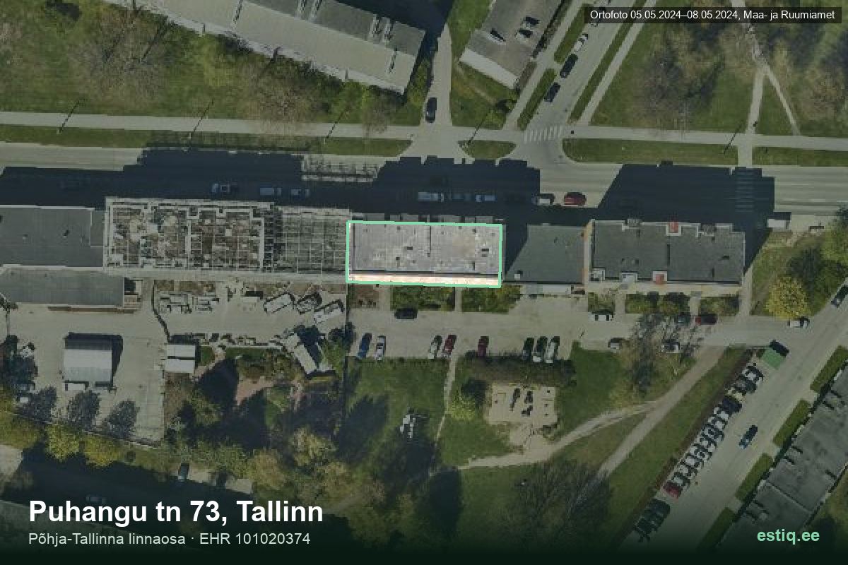 Puhangu tänav 73, Tallinn – aerial photo of the building, outline from the Building Register (EHR)