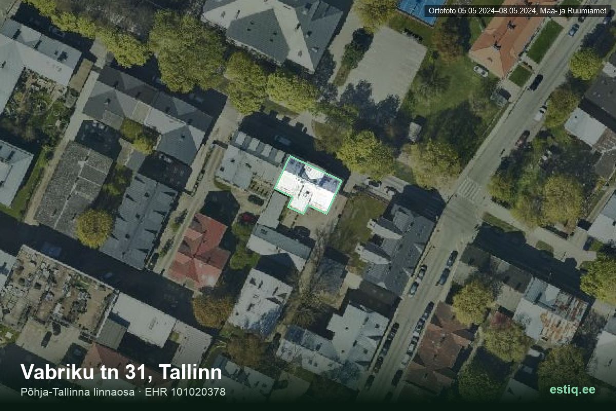 Vabriku tänav 31, Tallinn – ilmakuva rakennuksesta, ääriviiva rakennusrekisteristä (EHR)