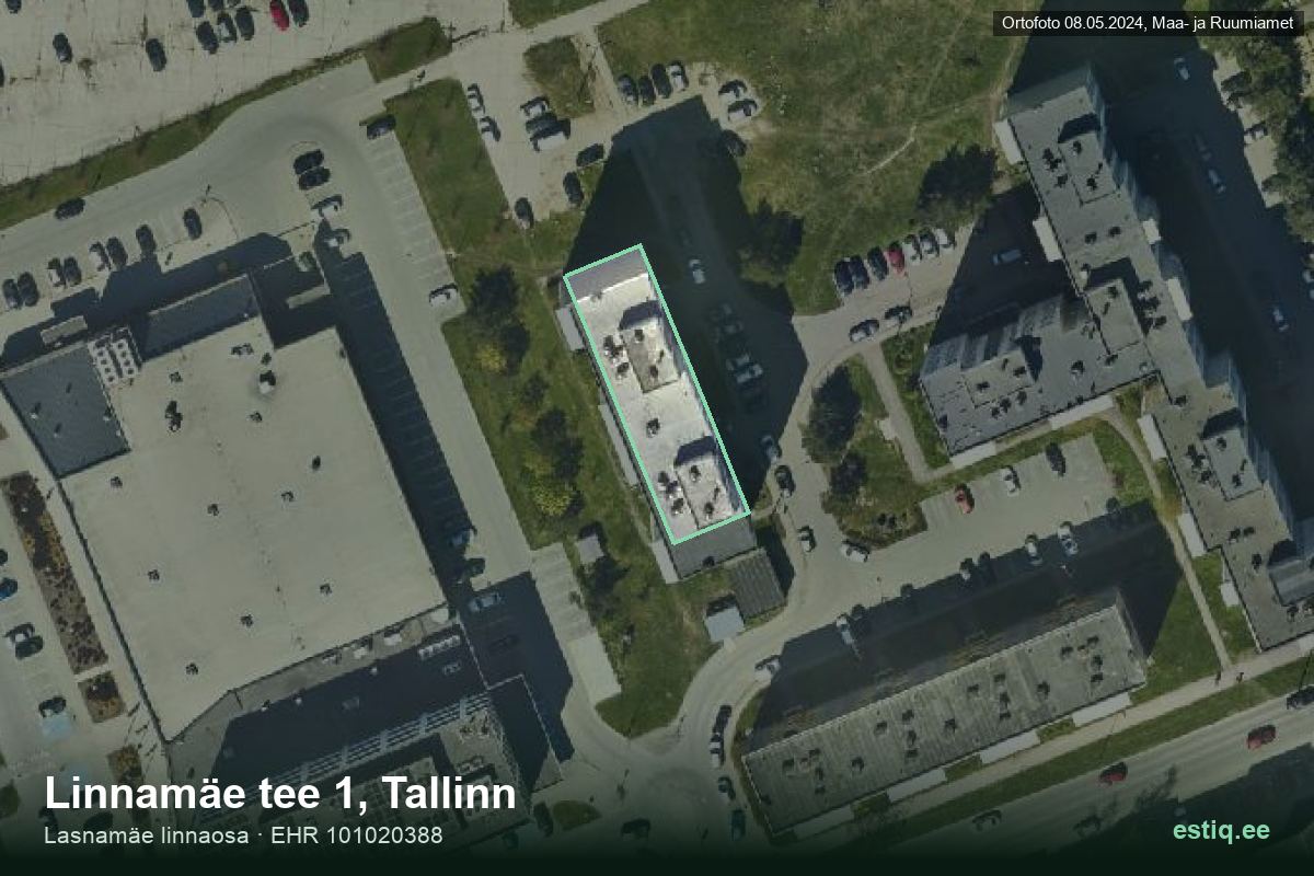 Linnamäe tee 1, Tallinn – hoone aerofoto, kontuur ehitisregistri (EHR) andmetest