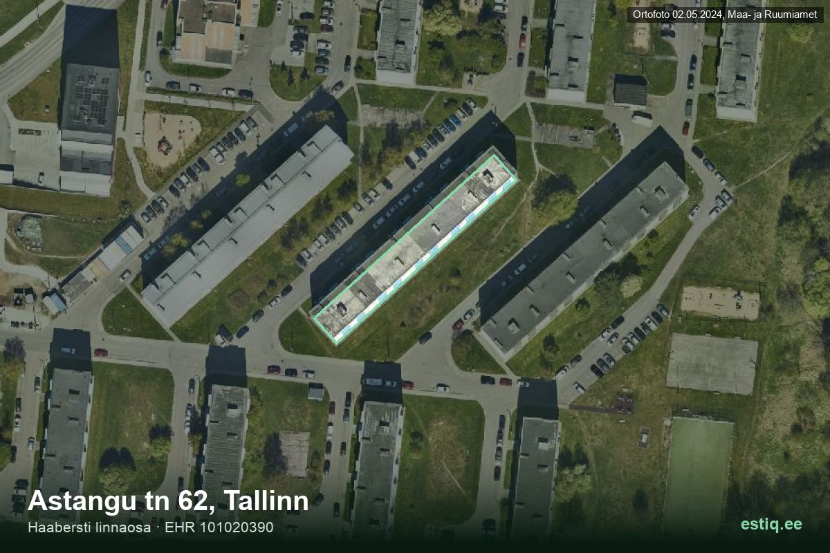 Astangu tänav 62, Tallinn – hoone aerofoto, kontuur ehitisregistri (EHR) andmetest