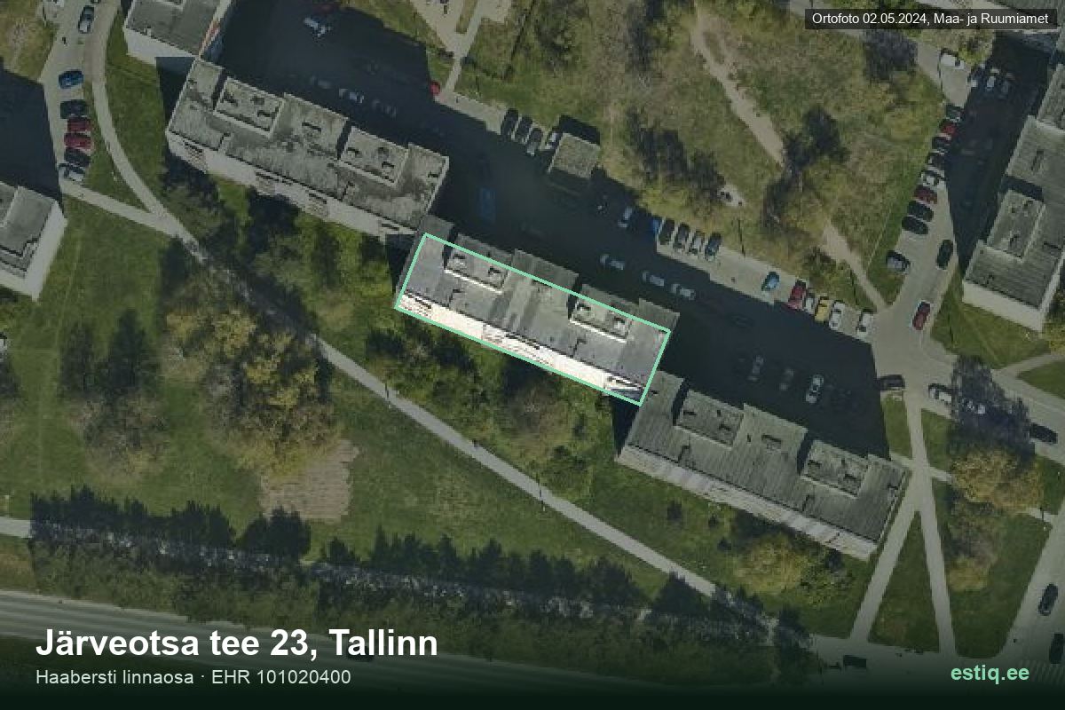 Järveotsa tee 23, Tallinn – ilmakuva rakennuksesta, ääriviiva rakennusrekisteristä (EHR)