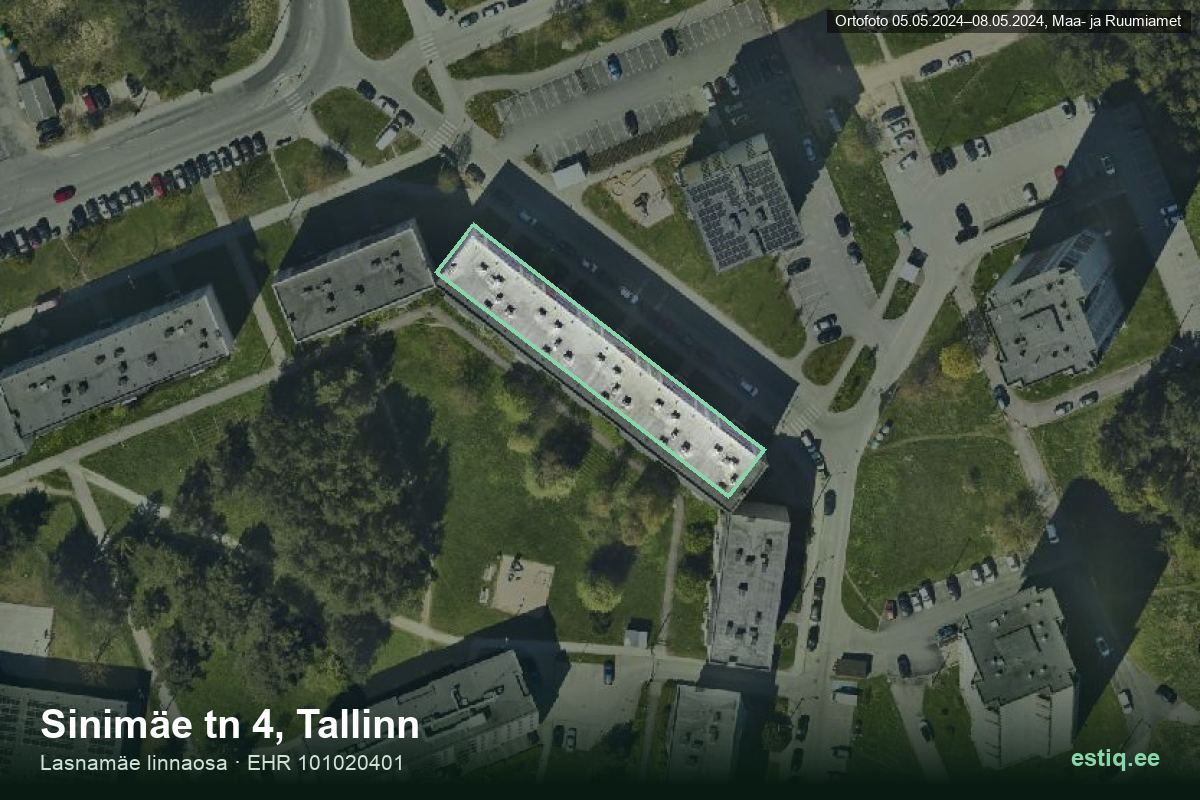 Sinimäe tänav 4, Tallinn – hoone aerofoto, kontuur ehitisregistri (EHR) andmetest