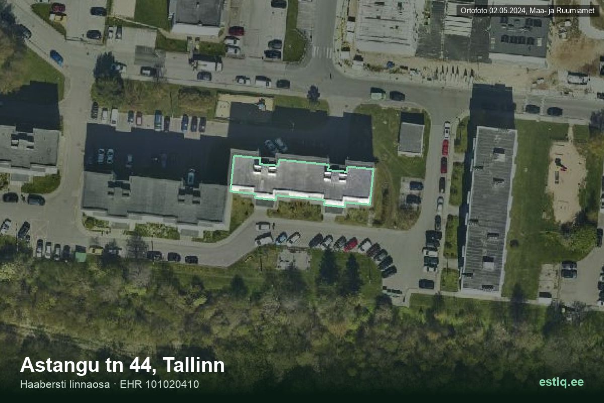 Astangu tänav 44, Tallinn – aerial photo of the building, outline from the Building Register (EHR)