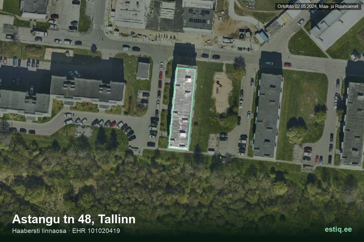 Astangu tänav 48, Tallinn – hoone aerofoto, kontuur ehitisregistri (EHR) andmetest
