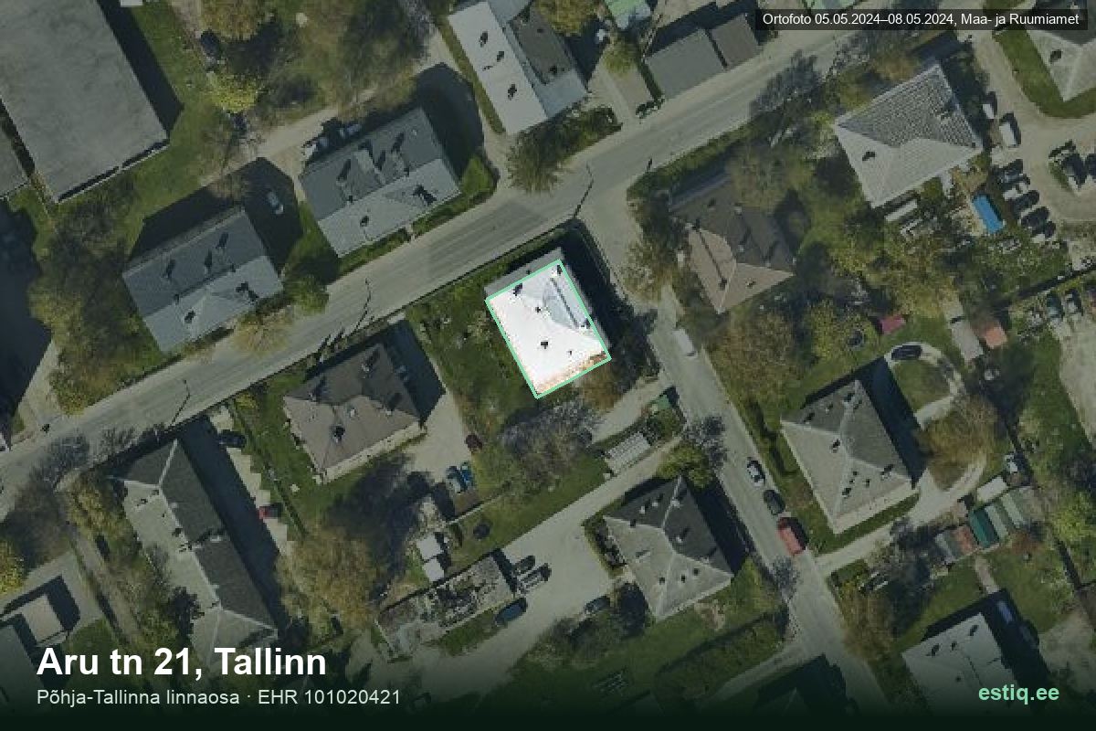 Aru tänav 21, Tallinn – hoone aerofoto, kontuur ehitisregistri (EHR) andmetest