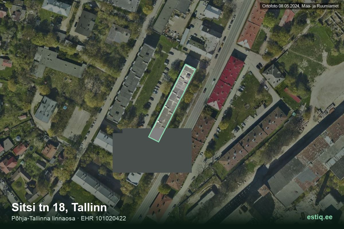 Sitsi tänav 18, Tallinn – hoone aerofoto, kontuur ehitisregistri (EHR) andmetest