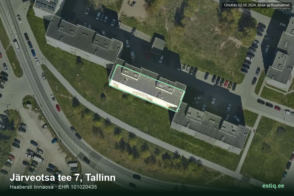 Järveotsa tee 7, Tallinn – hoone aerofoto, kontuur ehitisregistri (EHR) andmetest