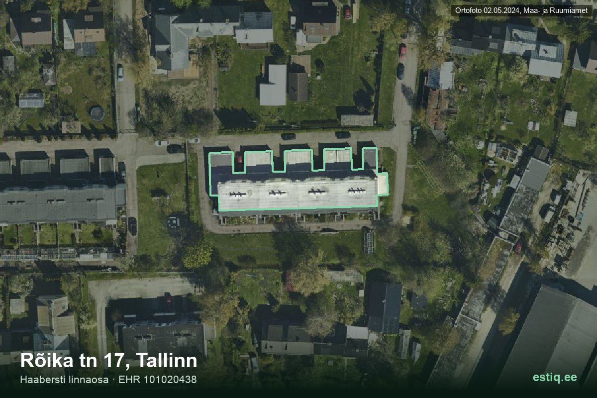 Rõika tänav 17, Tallinn – ilmakuva rakennuksesta, ääriviiva rakennusrekisteristä (EHR)