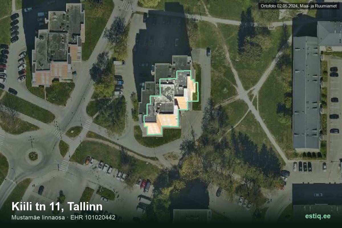 Kiili tänav 11, Tallinn – ilmakuva rakennuksesta, ääriviiva rakennusrekisteristä (EHR)