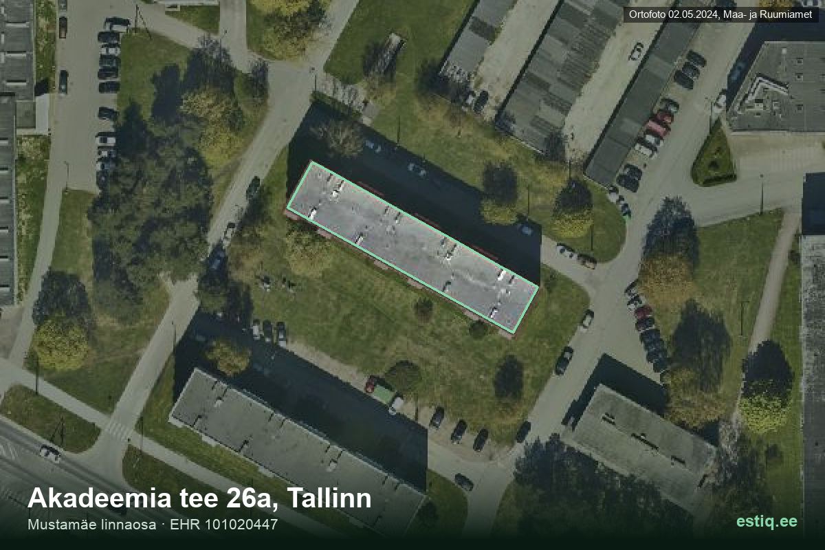 Akadeemia tee 26a, Tallinn – hoone aerofoto, kontuur ehitisregistri (EHR) andmetest