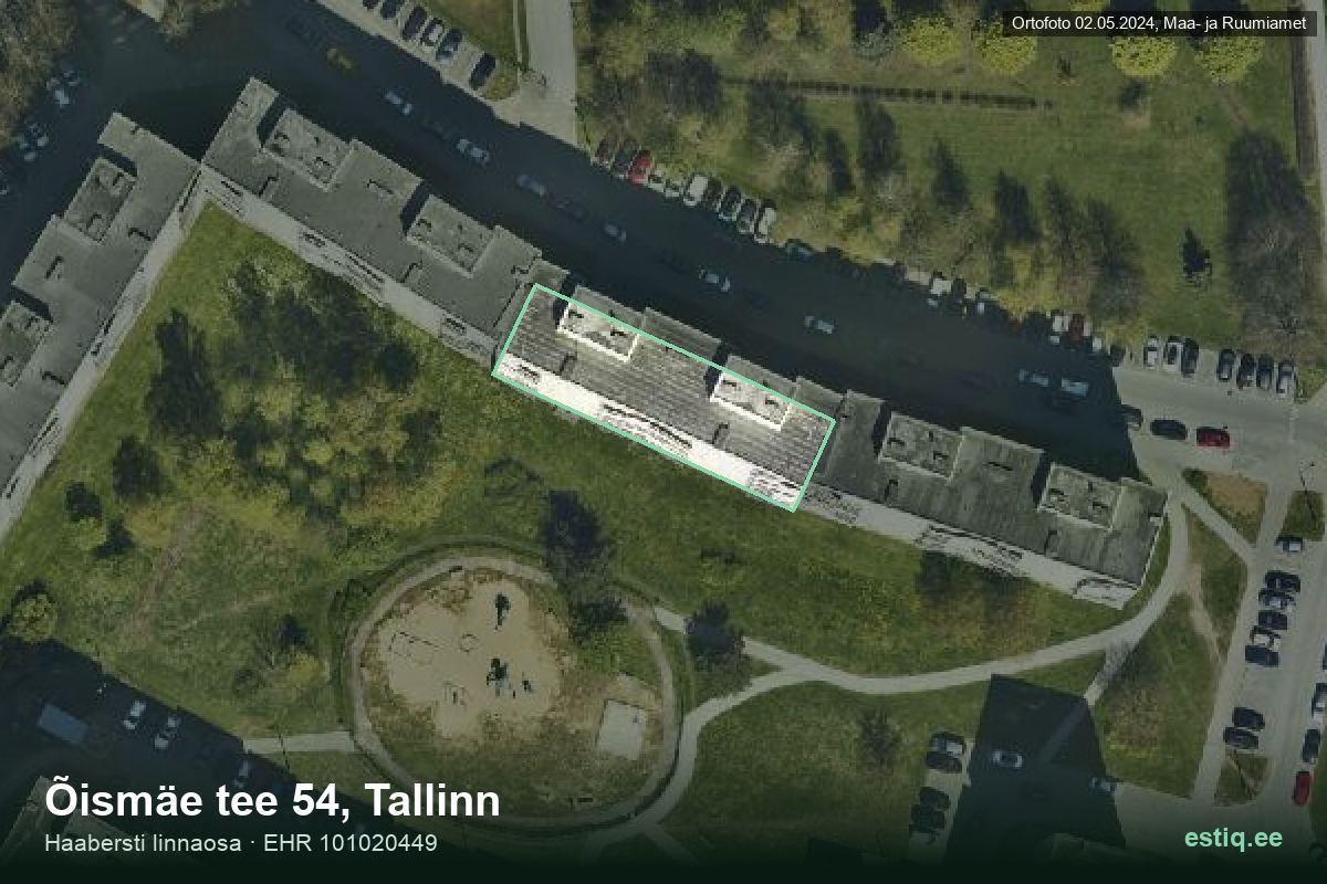 Õismäe tee 54, Tallinn – aerial photo of the building, outline from the Building Register (EHR)