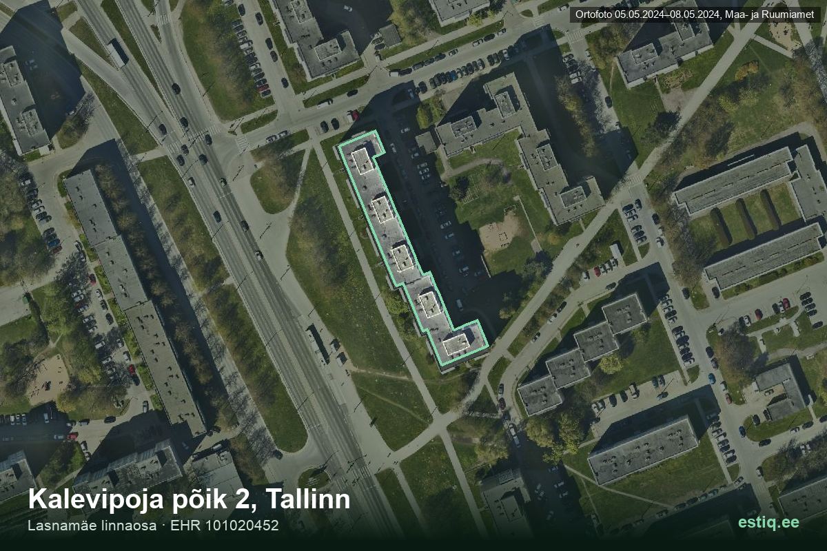 Kalevipoja põik 2, Tallinn – ilmakuva rakennuksesta, ääriviiva rakennusrekisteristä (EHR)