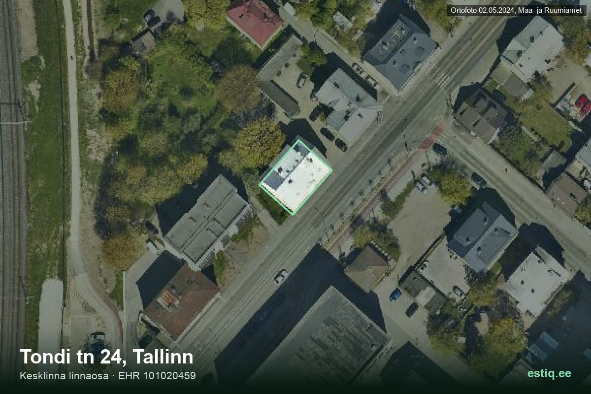 Tondi tänav 24, Tallinn – hoone aerofoto, kontuur ehitisregistri (EHR) andmetest