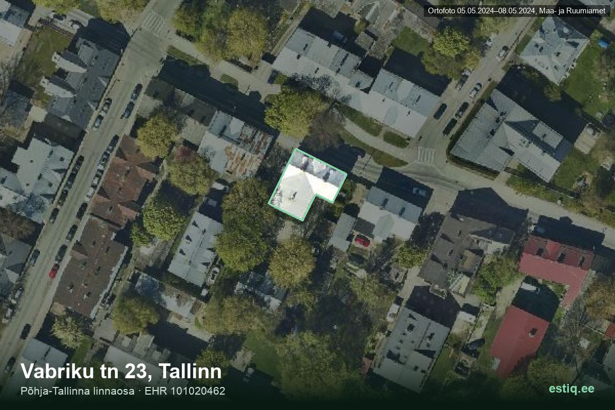 Vabriku tänav 23, Tallinn – hoone aerofoto, kontuur ehitisregistri (EHR) andmetest
